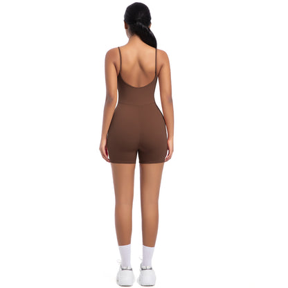 Yoga Bodysuit with Adjustable Straps for Dance Running and Fitness Workouts