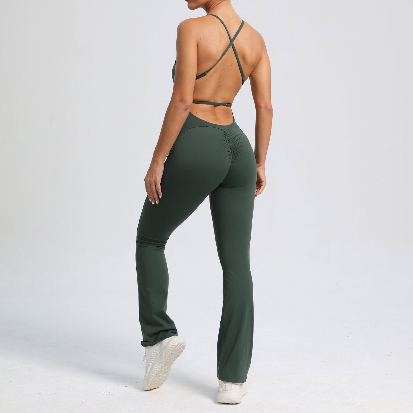 Adjustable Strappy Bodysuit Yoga Outfit Flattering Micro Flare Shaping Full Body Fitness Suit for Comfortable Movement and Workouts