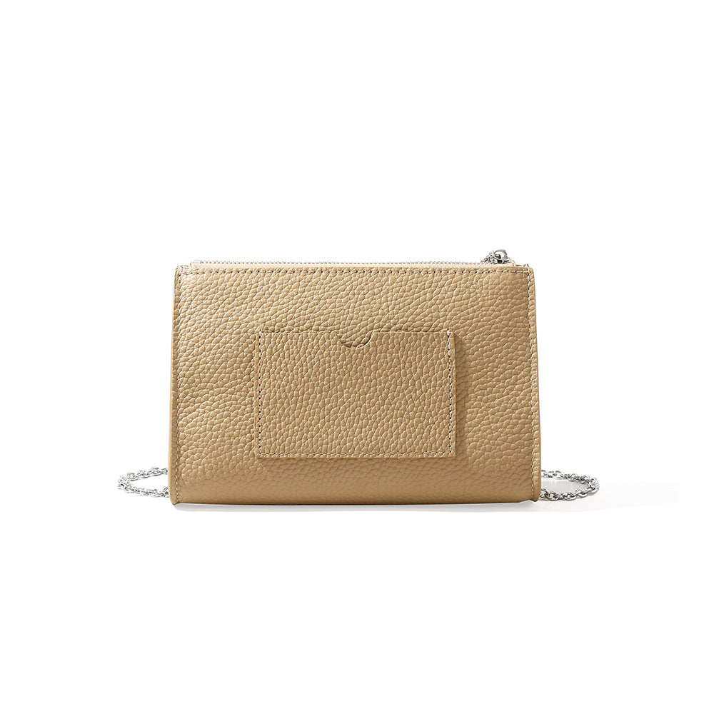 Genuine Leather Women's Shoulder Bag Grain Cowhide Commuter Tote with Minimalist Design and Chic Aesthetic