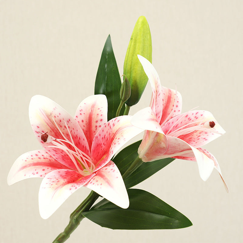 Stunning 2 Flower 1 Bud Artificial Lily Bouquet - Perfect for Wedding Decorations & Home Living Room Styling - Realistic Faux Floral Props for Photography