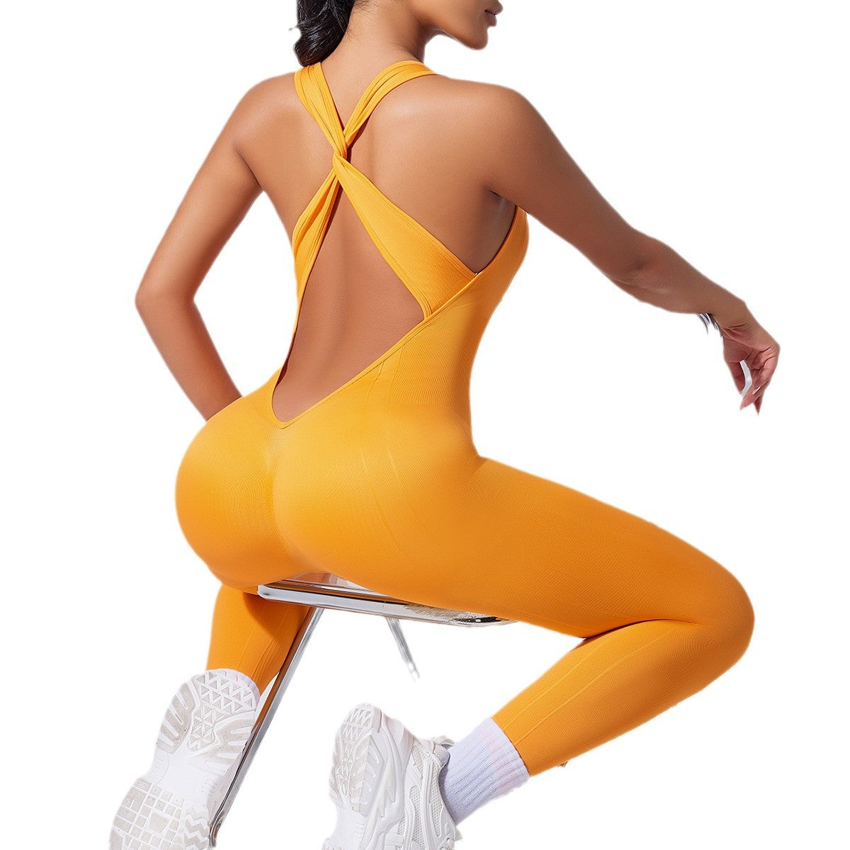 Seamless Deep V Backless Pilates Jumpsuit for Women Flared Leg Lift Yoga Bodysuit with Quick Dry Fabric for Comfort and Style