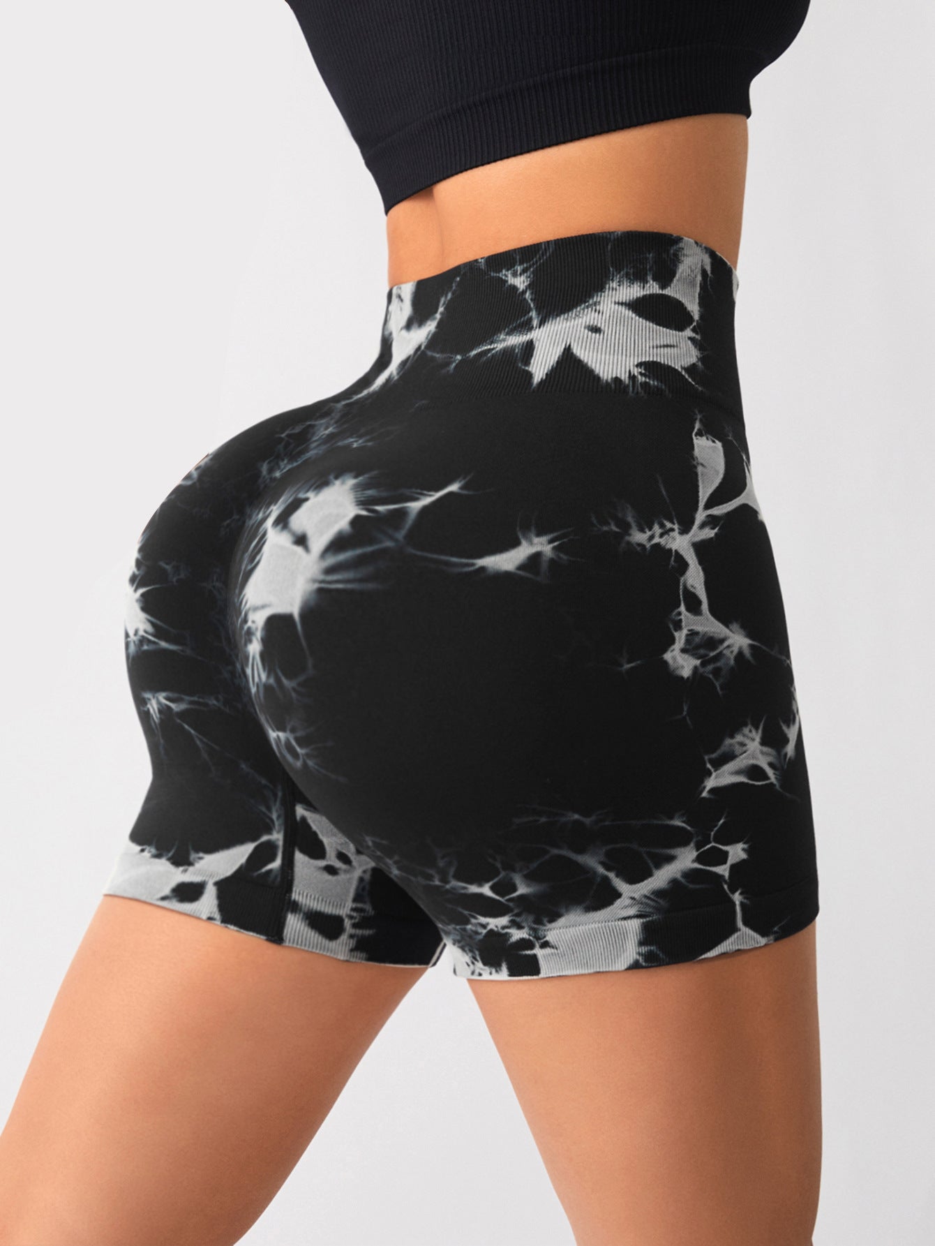 Comfortable High Waisted Tie Dye Yoga Shorts for Women for Running Exercise and Fitness Workouts and Stretchy Athletic Shorts