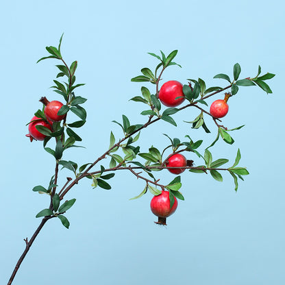 Realistic Pomegranate Fake Flowers with Berries - Perfect Home and Hotel Soft Decoration for New Year Celebrations