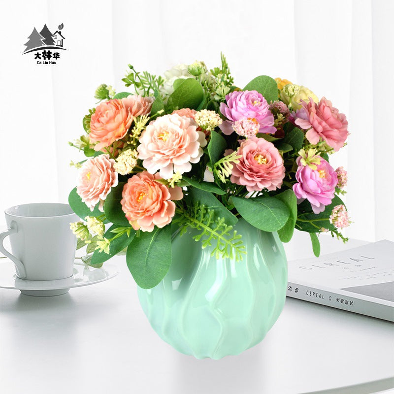 Stunning 7-Head Artificial Peony and Hydrangea Bouquet – Perfect for Elegant European Wedding Decor, Living Room Embellishments, and Lasting Floral Arrangements