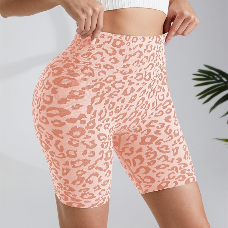 High Waisted Leopard Print Yoga Shorts Tummy Control Butt Lifting Comfortable for Running Gym and Daily Wear