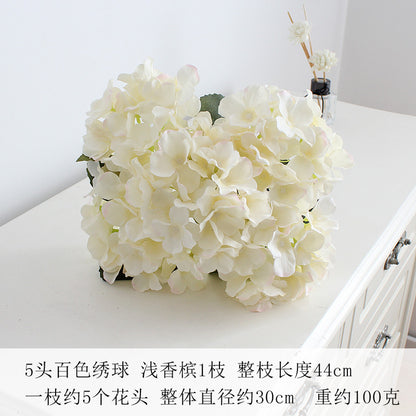 Elegant 5-Head Hydrangea Artificial Flowers - Realistic Silk Floral Arrangements for Weddings, Events, Hotels, and Home Decor