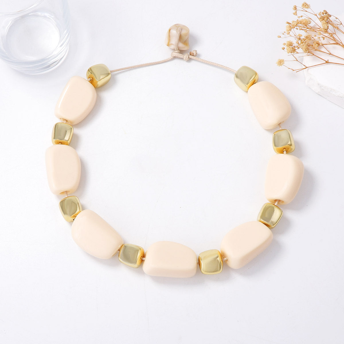 Minimalist Casual Everyday Geometric Beaded CCB Luxe Collarbone Necklace - Perfect for Daily Commuting and Versatile Styling