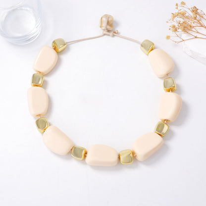 Minimalist Casual Everyday Geometric Beaded CCB Luxe Collarbone Necklace - Perfect for Daily Commuting and Versatile Styling