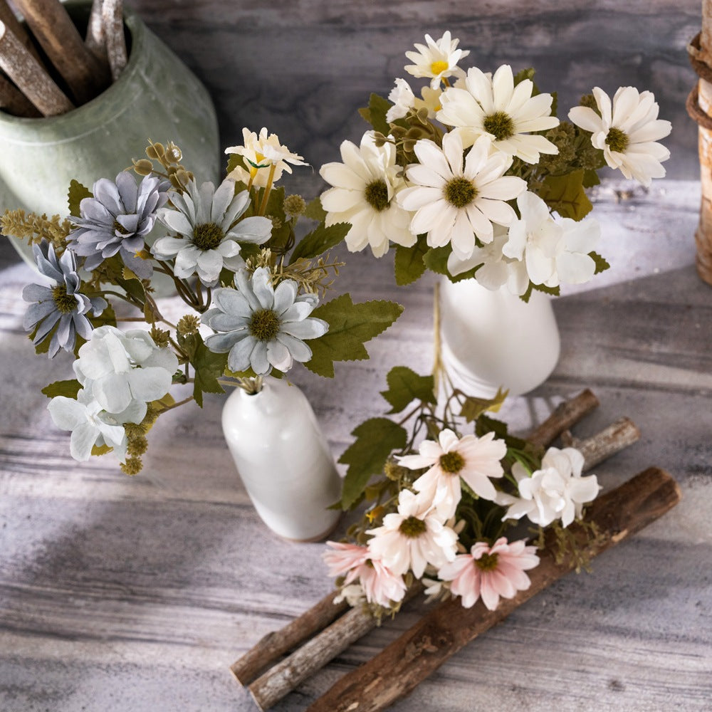 Elegant Faux Flower Bouquet - Snow Dance Mini Daisy & Rose Handheld Floral Arrangement for Home Décor | Perfect for Weddings and Events - Model MW55508