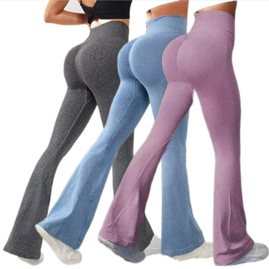 8 Color High Waisted Flare Pants for Women Tapered Fit V Waist Peaches Shaping Yoga and Workout Leggings for Outdoor Fitness Activities