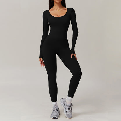 Long Sleeve Yoga Jumpsuit for Comfort and Flexibility for Running Fitness and Everyday Wear Body Sculpting Design Model 8979