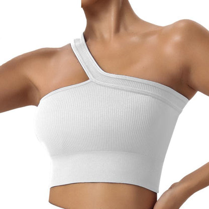 Seamless One Shoulder Yoga Bra for Women Versatile Activewear with Unique Back Design for Comfort and Support in Your Fitness Journey