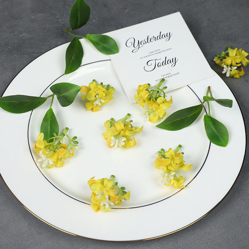 Festive Golden Osmanthus Silk Flowers with Lantern Rabbit Accent – Perfect for DIY Holiday Decorations & Floral Arrangements