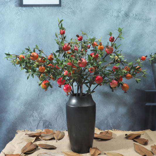 Realistic Pomegranate Fake Flowers with Berries - Perfect Home and Hotel Soft Decoration for New Year Celebrations