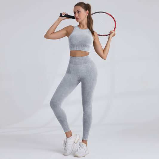 Summer Seamless Matte Sports Tank Top and High Waisted Butt Lifting Leggings Women's 2 Piece Yoga Set for Comfort and Style