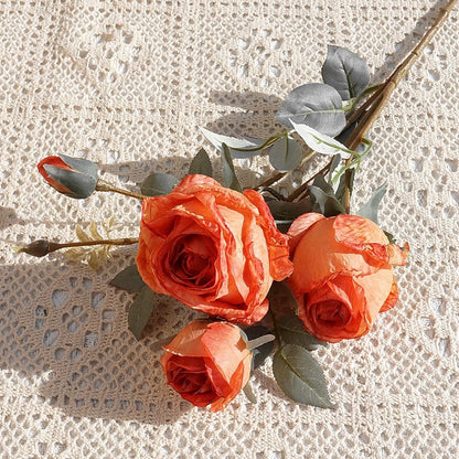 Lifelike Single Stem Edged Friendship Rose - Elegant Faux Flower for Weddings, Event Displays, and Home Décor