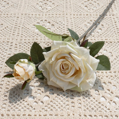 Set of 2 Eiffel-Tower Inspired Curled Edge Rose Artificial Flowers - Perfect for Valentine's Day, Weddings, and Home Decor