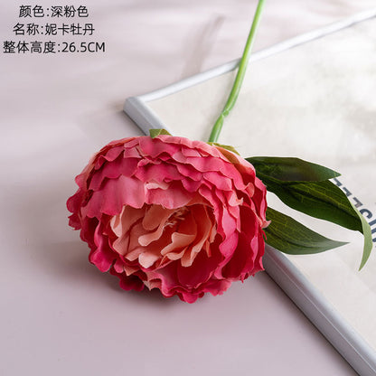 Realistic Single Stem Peony Artificial Flower - INS Style Decorative Home Accent for Weddings and Events, Perfect for Lasting Beauty in Your Decor - PJ1005