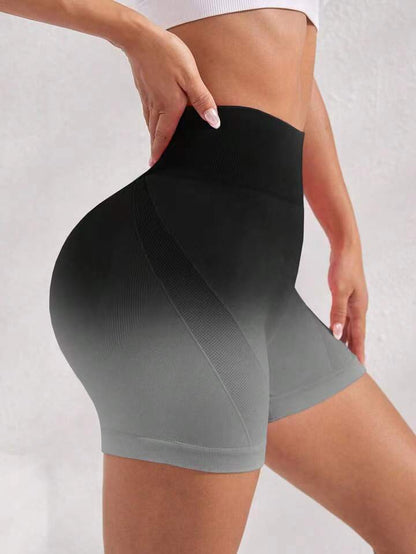 Seamless Hollow Out Gradient Yoga Shorts for Women High Waist Peach Lift Design for Fitness and Outdoor Activities in 3 Inch Length