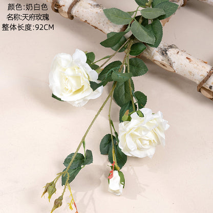 Realistic 3-Head Artificial Rose Bouquet for Wedding and Home Decor - Elegant Faux Floral Arrangement - Perfect for Events, Gift Giving, and Long-lasting Beauty MW19950