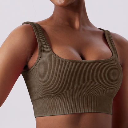 High Performance Yoga Fitness Sports Bra for Women Open Back Design with Shock Absorbent Pads for Comfort and Support