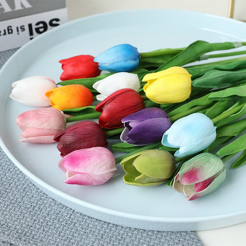 Realistic Mini PU Tulip | Artificial Faux Flowers for Home Decor and Wedding Celebrations - Long-lasting and Maintenance-free