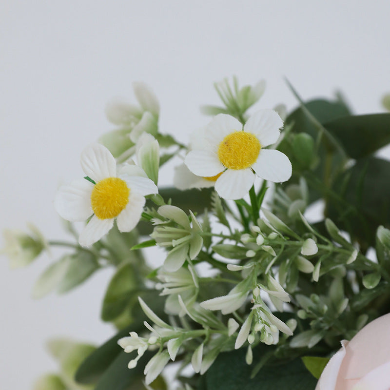 Elegant Nordic-Inspired  Artificial Rose and Chrysanthemum Bouquet - Perfect for Outdoor Weddings and Table Decor, Lifelong Beauty in Realistic Flowers