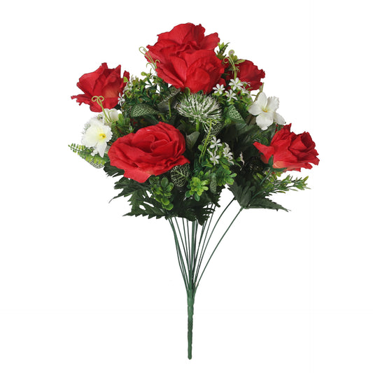 18-Branch Lifelike Artificial Rose Bouquet – Perfect for Outdoor Decoration, Wall Greenery, and Lasting Plastic Flowers