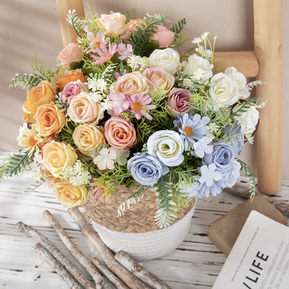 Charming Rose and Daisy Bouquet for Home Decor | Elegant Faux Flowers for Weddings and Events - Perfect for INS Aesthetic | Model MW66794