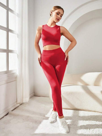 Seamless Yoga Set with Hollow Back Bra High Waisted Tummy Control Leggings and Peach Butt Lift Design for Comfort and Style