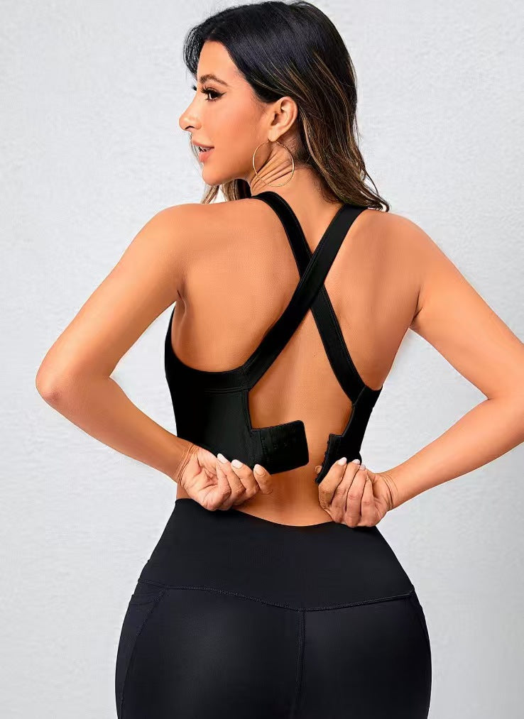 Women's Cross Back Sports Bra with Adjustable Strap Shockproof Fast Drying and for Yoga Gym and Fitness Training