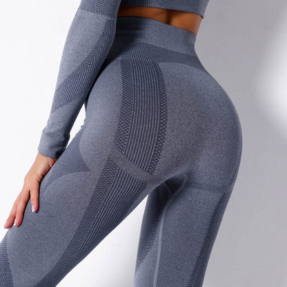 Seamless Striped High Waisted Compression Leggings for Breathable Athletic Performance Ideal for Yoga Running and Workouts