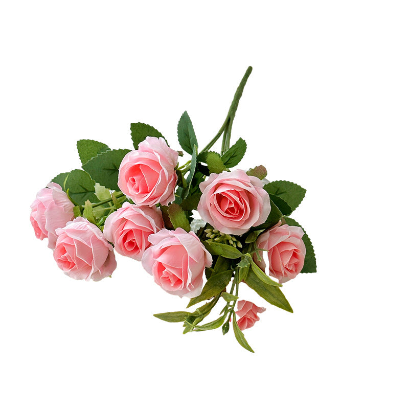 10-Piece Mini Rose Bouquet - Realistic Artificial Flowers for Wedding Decor, Home, and Bedroom - Perfect Fresh Aesthetic Decoration and Photography Prop