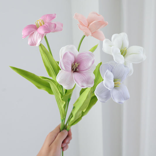 Vibrant Open-Style Tulip Faux Flower with Realistic PU Texture - Perfect for Outdoor Wedding Decor, Elegant Hall Decorations, and Stunning Floral Arrangements