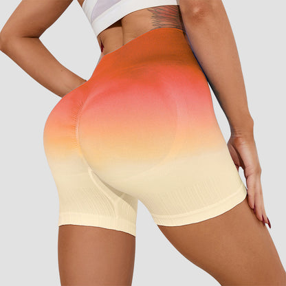 High Waisted Gradient Yoga Shorts for Women Ultra Stretch Sculpting Butt Lifting Activewear for Running and Fitness