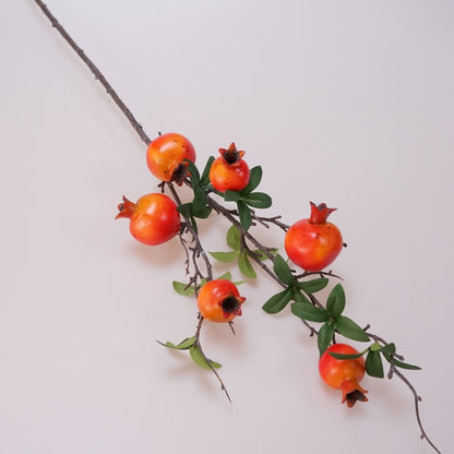 Realistic Pomegranate and Persimmon Decorative Fruit Arrangement with Artificial Citrus Flowers – Perfect for Living Room, Dining Table, and Entryway Decor