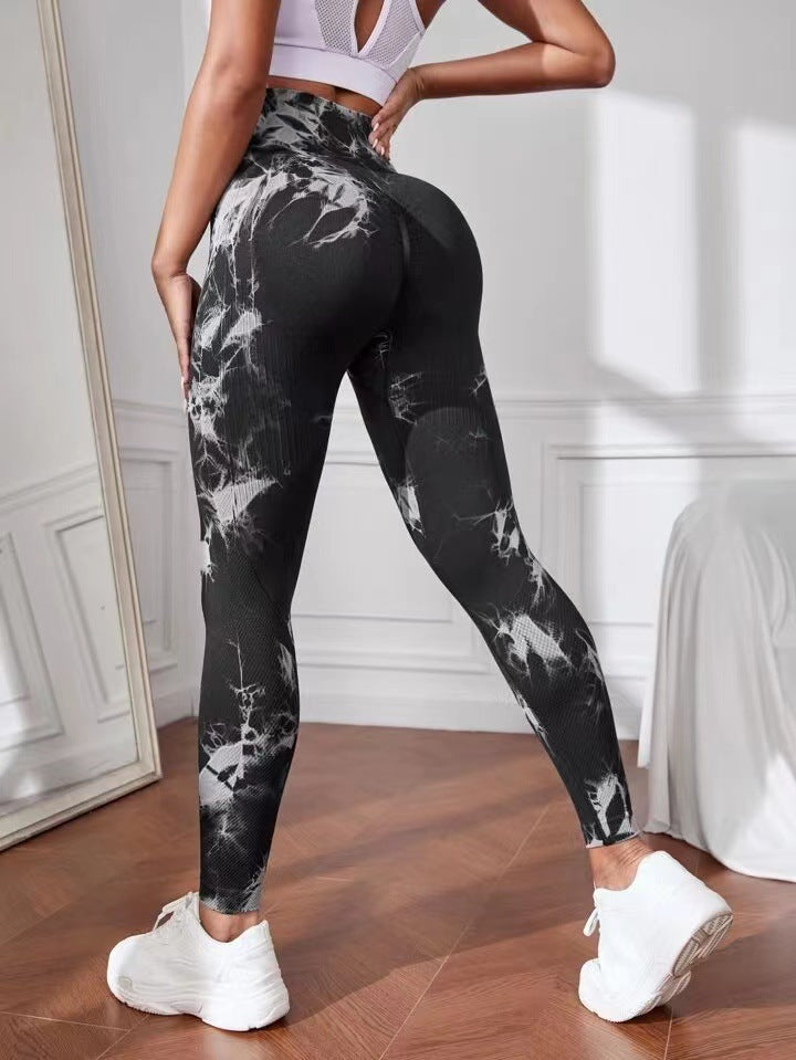 Seamless Tie Dye High Waisted Yoga Pants for Women Butt Lifting Stretchy Fitness Leggings for Gym Everyday Wear