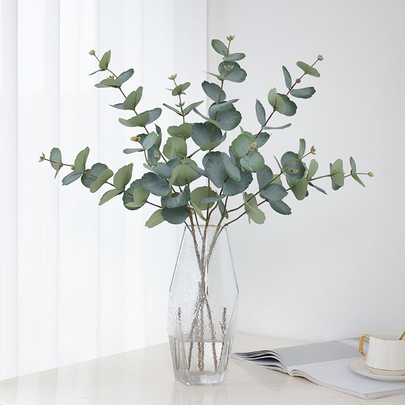 Realistic Eucalyptus Faux Plants for Home Décor - DIY Floral Arrangements, Single Stem with 3-Prong Money Leaf, Perfect for Stylish Flower Bouquets