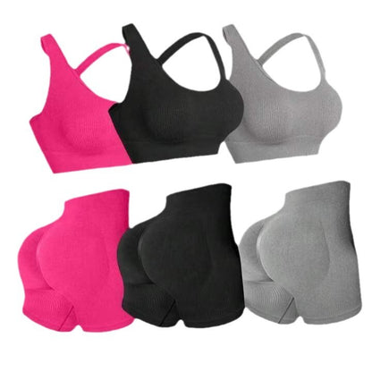 Seamless Sports Bra and High Waisted Yoga Shorts Set for Women Ultra Comfortable Two Piece Workout Ensemble for Outdoor Fitness and Enhanced Lift