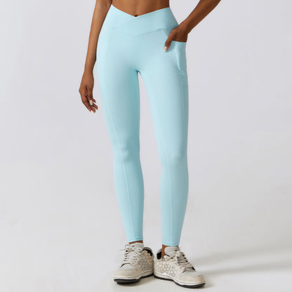 High Performance Quick Dry Leggings with Pockets High Waisted Yoga Running Pants for Comfort and Style Model 8355