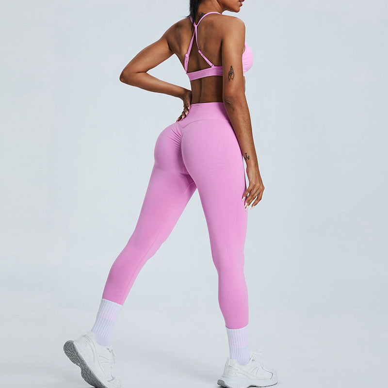 Women's Outdoor Breathable Yoga Outfit Set Peach Lift Buttocks Fitness Wear for Quick Dry Running and Active Sports Underwear