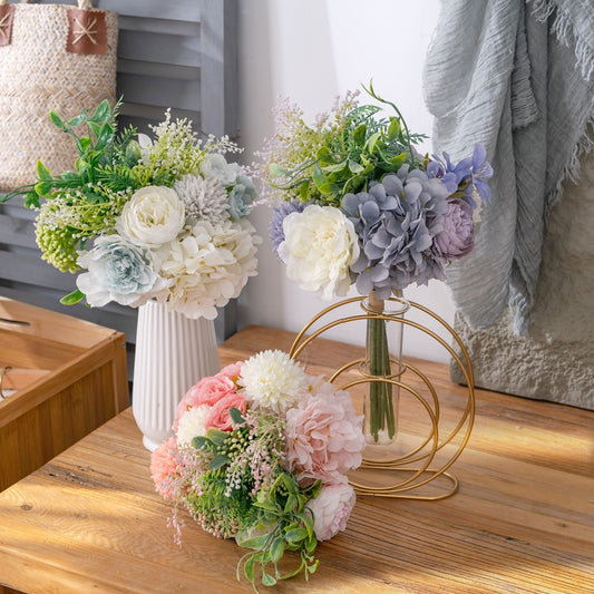 Realistic Hydrangea Bouquet Artificial Flower Plant Arrangement - Perfect for Wedding Decor, Home Styling, and Special Events | Stunning INS-Style Faux Roses MW66781