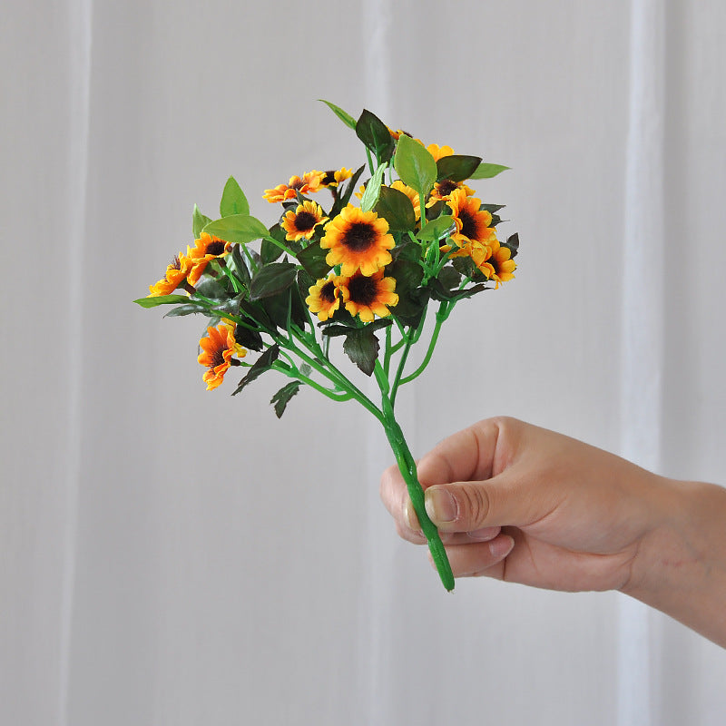 Charming Miniature Artificial Sunflower Décor - Fresh Aesthetic for Living Room | Cute Fake Flower Arrangement for Brightening Spaces