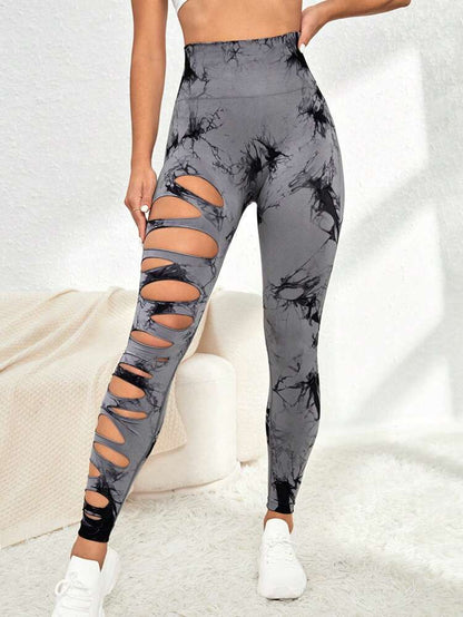 High Waisted Seamless Tie Dye Cut Out Butt Lift Leggings for Women for Yoga Fitness and Tummy Control