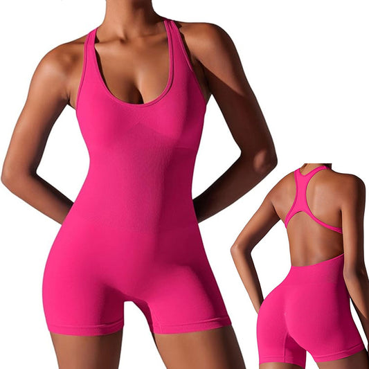 Seamless Breathable Yoga Bodysuit Solid Color High Performance Sportswear with Airy Back Design for Comfort and Flexibility