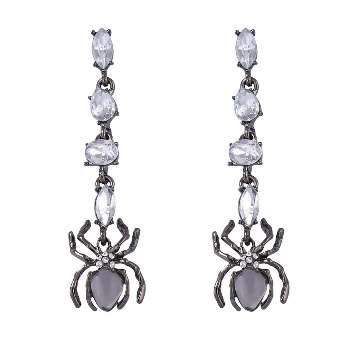 Elegant Dark-Themed Halloween Spider Earrings with Alloy and Zircon Stone Accents – Perfect Gift for Women’s Festivities