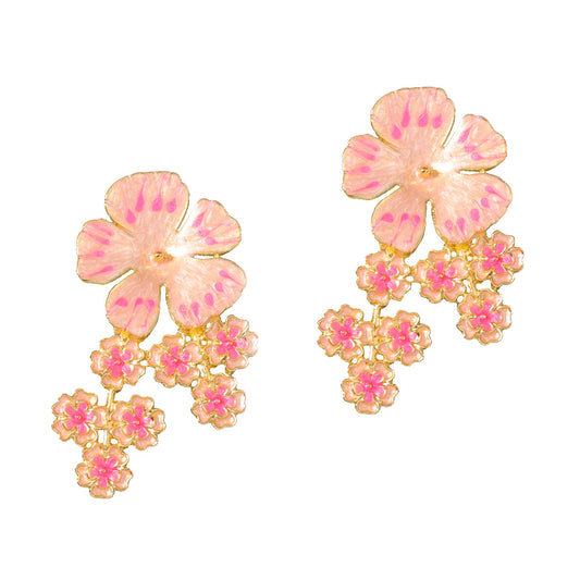 Stylish  Alloy Drop Oil Flower Earrings - Exquisite and Bold Floral Design for a Sweet and Chic Look