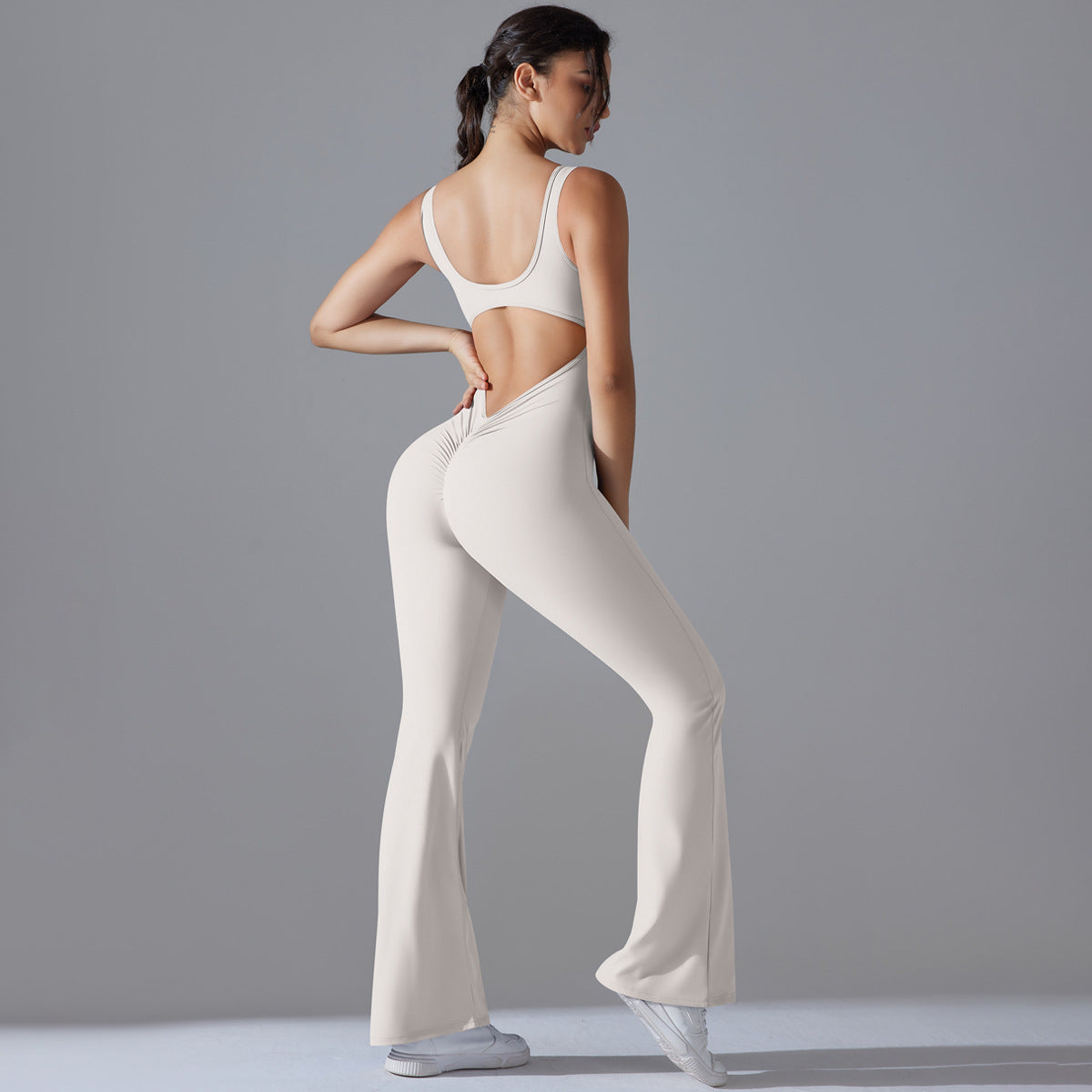 Sleek Solid Color High Back Bodysuit for Enhanced Lift Long Line Fit and Flattering Wide Leg Design for Running Fitness and Yoga