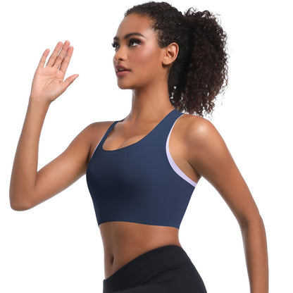 Seamless Color Blocked Sports Bra with Racerback Design Women s Comfortable Breathable Yoga and Running Tank Top