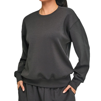 Women's Cozy Long Sleeve Modal Yoga Top for Fall and Winter Loose Fit Outdoor Pullover Sweatshirt for Fitness and Casual Wear